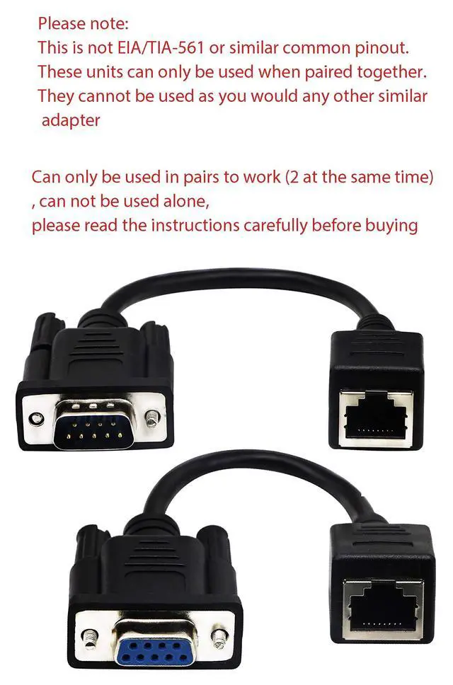 Alt view image 7 of 7 - Vszerda RJ45 to RS232 Cable, DB9 9-Pin Serial Port Female&Male to RJ45 Female Cat5/6 Ethernet LAN Console15CM/6Inch 2Pack