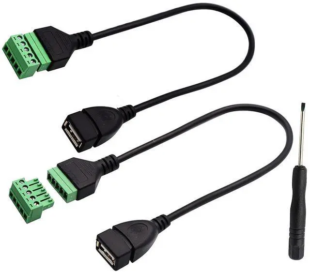 Main image of Vszerda USB 2.0 A Screw Terminal Block Connector Cable USB 2.0 A Female Plug to 5 Pin Way Bolt Screw with Shield terminals Pluggable Type Adapter Connector Converter Cable30CM2Pack Female