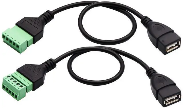 Alt view image 4 of 7 - Vszerda USB 2.0 A Screw Terminal Block Connector Cable USB 2.0 A Female Plug to 5 Pin Way Bolt Screw with Shield terminals Pluggable Type Adapter Connector Converter Cable30CM2Pack Female