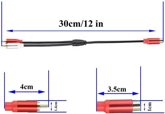 Alt view image 2 of 7 - Vszerda Gold-Plated Red/White Double RCA Male Head to RCA Female Stereo Audio Extension Cable, Flexible PVC Audio Cable for Speakers,Home Theaters, High-Definition Tvs and Game Consoles(30 CM)