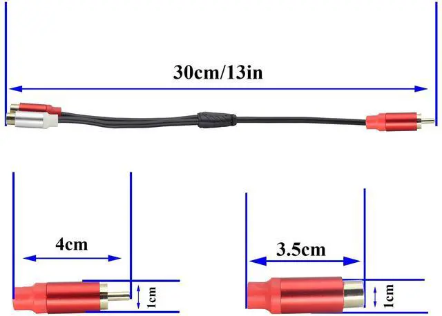 Alt view image 2 of 7 - Vszerda RCA Y Splitter Cable Dual Female RCA to Single Male Audio Jack Plug Splitter Converter Cable Compatible with Speakers, Home Theaters, and High-Definition Tvs.(30 CM)