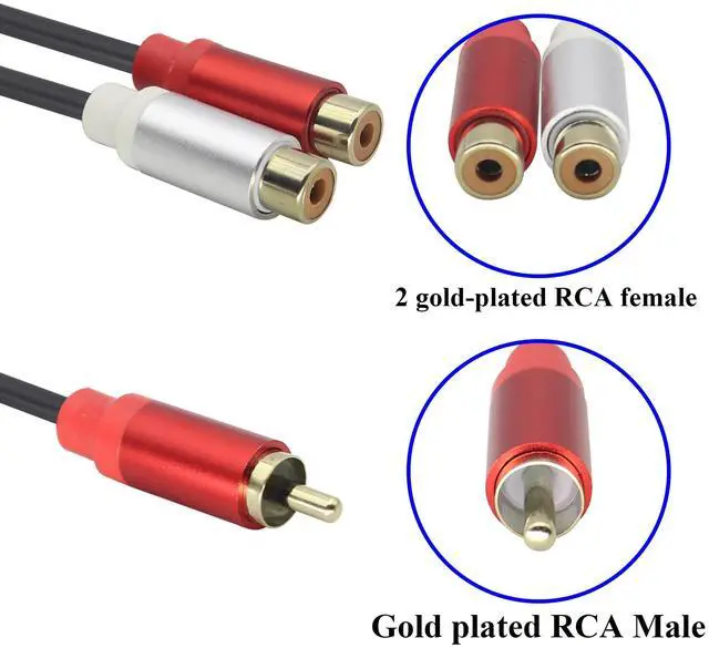 Alt view image 3 of 7 - Vszerda RCA Y Splitter Cable Dual Female RCA to Single Male Audio Jack Plug Splitter Converter Cable Compatible with Speakers, Home Theaters, and High-Definition Tvs.(30 CM)