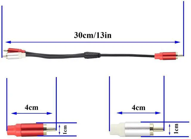 Alt view image 2 of 7 - Vszerda Gold-Plated Red and White Double RCA Male to RCA Male Cable, High Flexibility PVC Gold-Plated High Fidelity Cable, Suitable for Home Cinemas, High-Definition Tvs, Game Consoles, Etc.(30 CM)