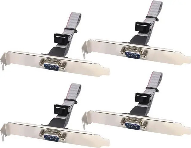 Main image of Vszerda 1Port DB9 RS232Serial Port Bracket to 10 pin HeaderRibbon Cable Connector Adapter, DB9 Serial Male to 10P Motherboard Header Panel Mount Cable Serial Port Bracket (12in 4Pcs) (1 Port)