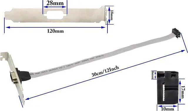 Alt view image 2 of 7 - Vszerda 1Port DB9 RS232Serial Port Bracket to 10 pin HeaderRibbon Cable Connector Adapter, DB9 Serial Male to 10P Motherboard Header Panel Mount Cable Serial Port Bracket (12in 4Pcs) (1 Port)