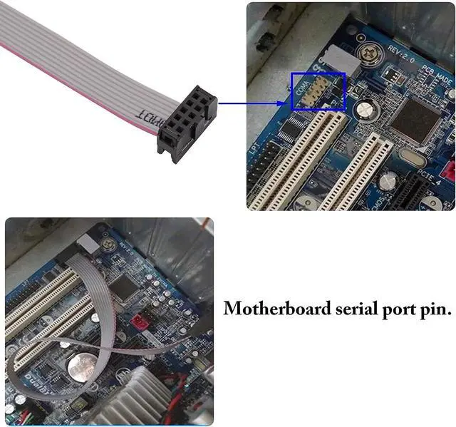 Alt view image 5 of 7 - Vszerda 1Port DB9 RS232Serial Port Bracket to 10 pin HeaderRibbon Cable Connector Adapter, DB9 Serial Male to 10P Motherboard Header Panel Mount Cable Serial Port Bracket (12in 4Pcs) (1 Port)
