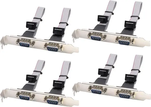Main image of Vszerda 2 Port DB9 RS232Serial Port Bracket to 10 pin HeaderRibbon Cable Connector Adapter, DB9 Serial Male to 10P Motherboard Header Panel Mount Cable Serial Port Bracket (12in 4Pcs) (2 Port)