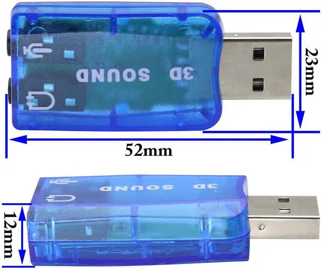 Alt view image 2 of 7 - Vszerda External 5.1 USB Stereo Sound Card USB 2.0 to 3D Audio Sound Card Adapter Virtual 5.1 Channel for Windows and Mac, PC, Notebook with 3.5mm Headphone and Microphone - 2 Pack(Blue)