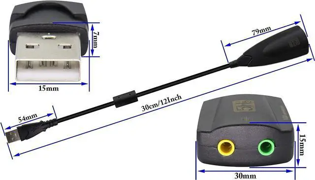 Alt view image 2 of 7 - Vszerda USB External Stereo Sound Adapter 5hv2 Multi-Function USB 2.0 External 3D Virtual 7.1 Channel Sound Card Adapter with 3.mm Headphone Mic Jack for Mac Win 7 PC Laptop Desktop