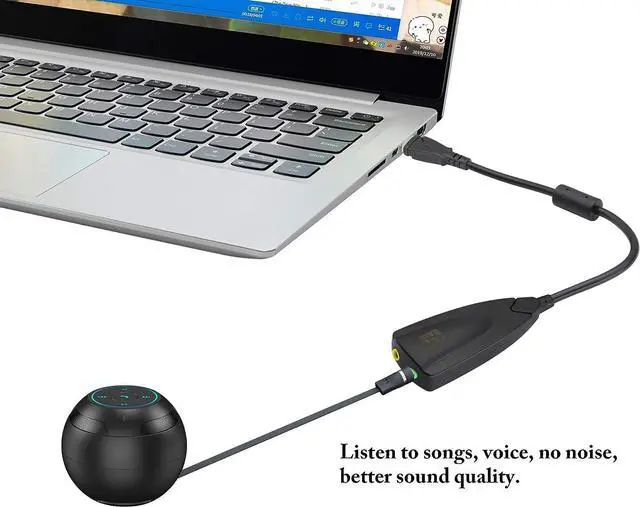 Alt view image 6 of 7 - Vszerda USB External Stereo Sound Adapter 5hv2 Multi-Function USB 2.0 External 3D Virtual 7.1 Channel Sound Card Adapter with 3.mm Headphone Mic Jack for Mac Win 7 PC Laptop Desktop