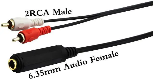 Alt view image 3 of 6 - Vszerda 6.35mm to 2 RCA Y Splitter Cable, Gold-Plated 6.35mm (1/4 inch) TRS Female to 2 (Dual) RCA Male Stereo Audio Y Splitter Extension Adapter Cable (5Ft/1.5M)