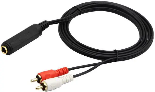 Main image of Vszerda 6.35mm to 2 RCA Y Splitter Cable, Gold-Plated 6.35mm (1/4 inch) TRS Female to 2 (Dual) RCA Male Stereo Audio Y Splitter Extension Adapter Cable (5Ft/1.5M)