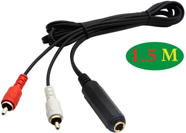 Alt view image 2 of 6 - Vszerda 6.35mm to 2 RCA Y Splitter Cable, Gold-Plated 6.35mm (1/4 inch) TRS Female to 2 (Dual) RCA Male Stereo Audio Y Splitter Extension Adapter Cable (5Ft/1.5M)
