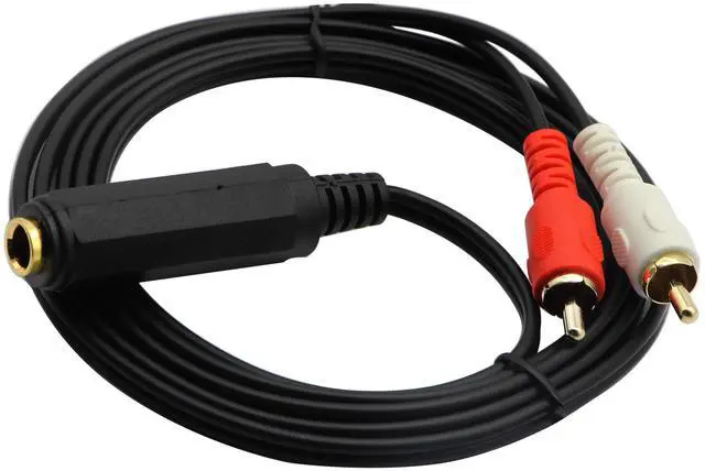Alt view image 4 of 6 - Vszerda 6.35mm to 2 RCA Y Splitter Cable, Gold-Plated 6.35mm (1/4 inch) TRS Female to 2 (Dual) RCA Male Stereo Audio Y Splitter Extension Adapter Cable (5Ft/1.5M)