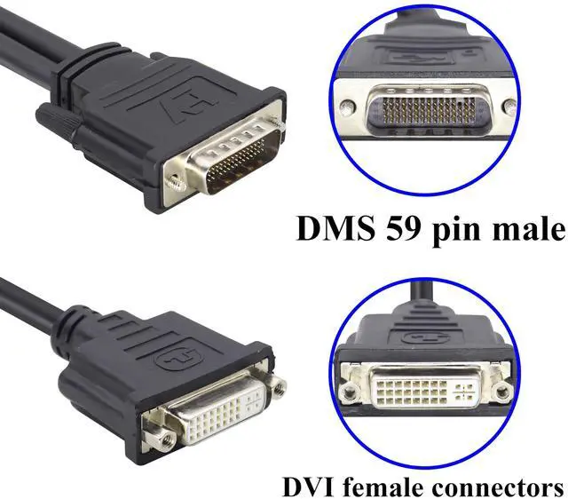 Alt view image 3 of 7 - Vszerda DMS-59 to DVI Splitter Cable Connector for Dual Monitor Setups or as a DVI Adapter Y Cord Dongle-10inch