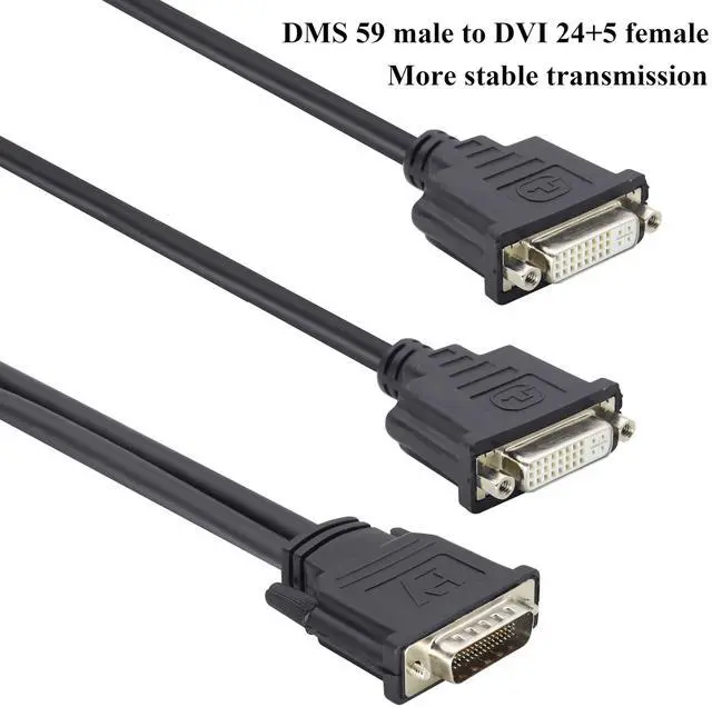 Alt view image 6 of 7 - Vszerda DMS-59 to DVI Splitter Cable Connector for Dual Monitor Setups or as a DVI Adapter Y Cord Dongle-10inch