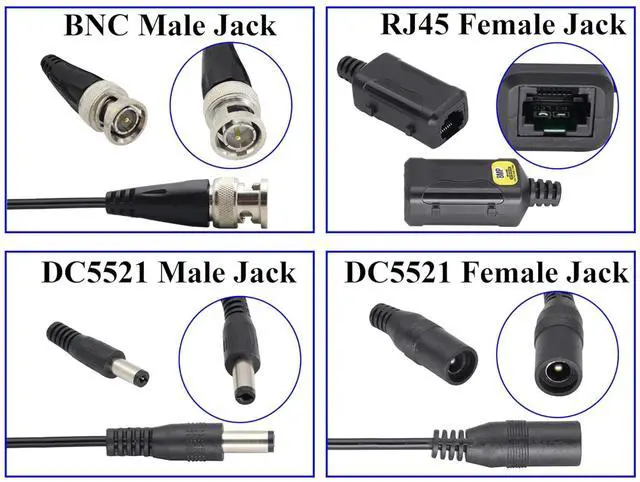 Alt view image 3 of 7 - Vszerda Passive HD Video Balun BNC to RJ45 Network Transceiver Cat5/Cat6 Adapter Cable with DC Power 720P - 8MP Cat6 to BNC Male Connecto for CCTV Security Surveillance Camera System(16.5cm/4Pairs)