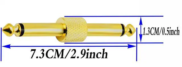 Alt view image 2 of 7 - Vszerda 2-Pole 6.35mm 1/4" Audio Mono Male to Male Pedal Coupler Guitar Effects Pedal to Pedal Connector (Gold-2 Pack)(2-Pole)