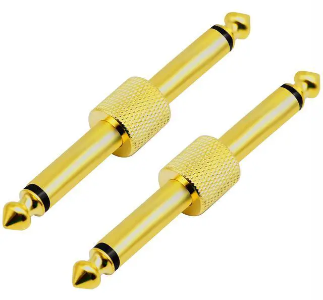 Main image of Vszerda 2-Pole 6.35mm 1/4" Audio Mono Male to Male Pedal Coupler Guitar Effects Pedal to Pedal Connector (Gold-2 Pack)(2-Pole)