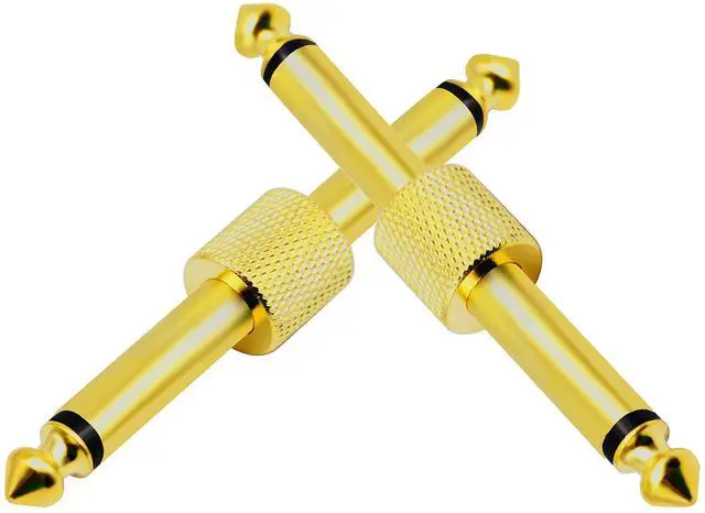 Alt view image 4 of 7 - Vszerda 2-Pole 6.35mm 1/4" Audio Mono Male to Male Pedal Coupler Guitar Effects Pedal to Pedal Connector (Gold-2 Pack)(2-Pole)