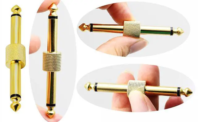 Alt view image 6 of 7 - Vszerda 2-Pole 6.35mm 1/4" Audio Mono Male to Male Pedal Coupler Guitar Effects Pedal to Pedal Connector (Gold-2 Pack)(2-Pole)