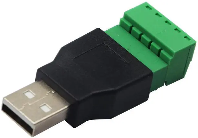 Alt view image 5 of 7 - Vszerda USB 2.0 A Screw Terminal Block Connector USB 2.0 A Male Plug to 5 Pin/Way Female Bolt Screw Shield terminals Pluggable Type Adapter Connector Converter 300V 8A(2Pack) (Male)