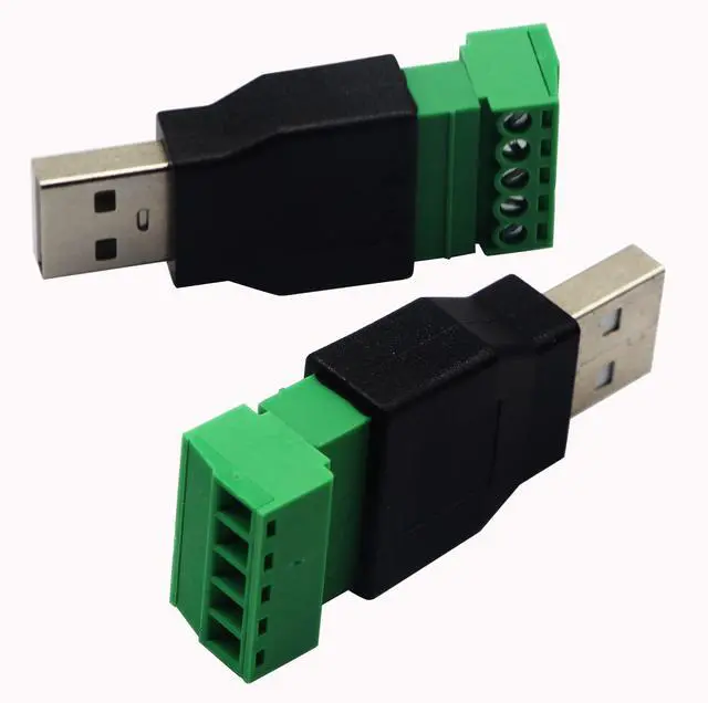 Alt view image 6 of 7 - Vszerda USB 2.0 A Screw Terminal Block Connector USB 2.0 A Male Plug to 5 Pin/Way Female Bolt Screw Shield terminals Pluggable Type Adapter Connector Converter 300V 8A(2Pack) (Male)