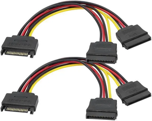 Main image of Vszerda 15Pin SATA Power Supply 1 to 2 Y Splitter Cable,SATA 15Pin 1 Male to 2 Female Interface Extension Cable,15Pin Desktop Hard Drive Optical Drive Power Cord Serial Port Line Adapter.(2Pack)