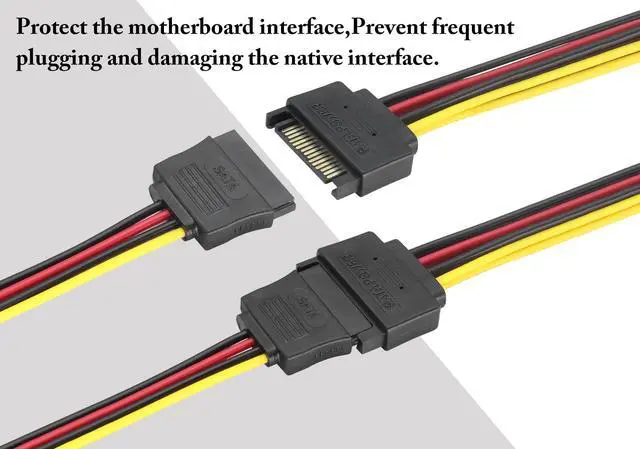 Alt view image 4 of 7 - Vszerda 15Pin SATA Power Supply 1 to 2 Y Splitter Cable,SATA 15Pin 1 Male to 2 Female Interface Extension Cable,15Pin Desktop Hard Drive Optical Drive Power Cord Serial Port Line Adapter.(2Pack)