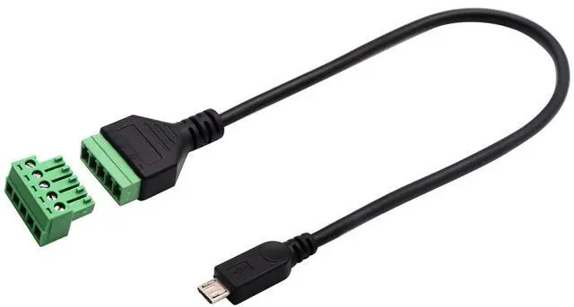 Alt view image 4 of 6 - Vszerda Micro USB Screw Terminal Block Connector Cable Micro USB 2.0 Male Plug to 5 Pin/Way Female Bolt Screw with Shield terminals Pluggable Type Adapter Connector Cable30CM/2Packs (Male)