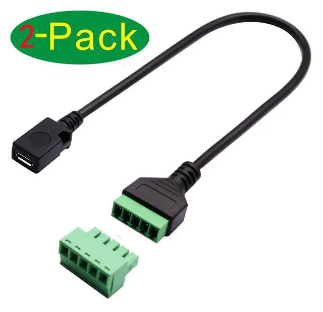 Alt view image 3 of 7 - Vszerda Micro USB Screw Terminal Block Connector Cable - 2.0 Female Plug to 5 Pin/Way Female Bolt Screw Adapter with Shield Terminals (30CM/2PacCK)