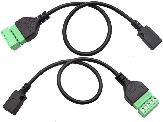 Alt view image 7 of 7 - Vszerda Micro USB Screw Terminal Block Connector Cable - 2.0 Female Plug to 5 Pin/Way Female Bolt Screw Adapter with Shield Terminals (30CM/2PacCK)