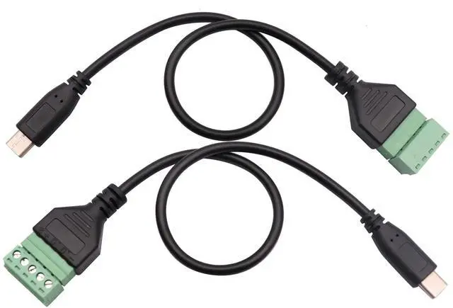 Alt view image 6 of 6 - Vszerda Type C USB Screw Terminal Block Connector Cable 2.0 Type C USB Male Plug to 5 Pin Way Female Bolt Screw with Shield terminals Pluggable Type Adapter Connector Converter Cable30CM2Pack Male