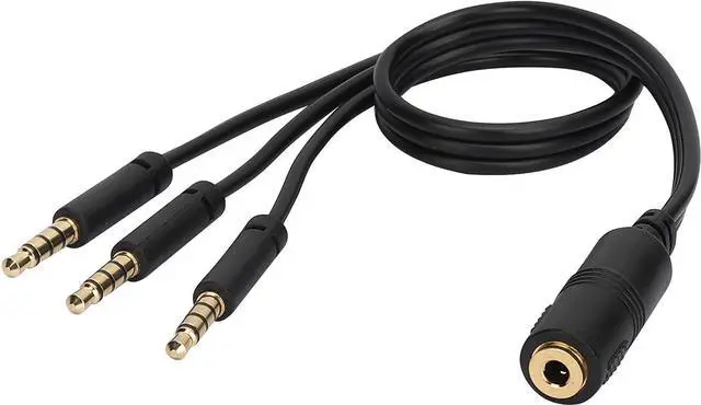 Alt view image 3 of 7 - Vszerda 3.5mm Audio Y Splitter Headphone Cable, 3.5mm 1/8" inch Female to 3 Male Headset Mic & Stereo Audio Y Splitter Cable for Smartphone to Soundbox Adapter(30 CM/12 inch) (4-Pole)