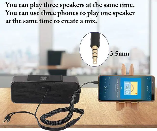 Alt view image 6 of 7 - Vszerda 3.5mm Audio Y Splitter Headphone Cable, 3.5mm 1/8" inch Female to 3 Male Headset Mic & Stereo Audio Y Splitter Cable for Smartphone to Soundbox Adapter(30 CM/12 inch) (4-Pole)