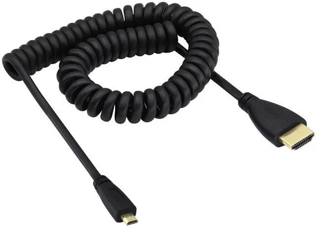 Main image of Vszerda HDMI to HDMI D Spring Cable,1080P 4k High Speed Ultra HD hdmi Version 1.4 Male Cable,gopro hdmi Cable,Support Ethernet, 3D, 4K Audio and Video Straight Spring Cable.(Black/2m-A/D)