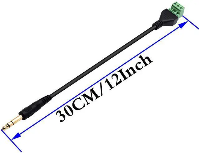 Alt view image 2 of 7 - Vszerda 6.35mm Screw Terminal Block Connector Cable 6.35mm 1/4 Inch Stereo Audio Male to 2 Pin/Way Female Bolt Screw Shield terminals Pluggable Microphone Type Adapter Cable30CM/2Packs 3-Pole/M