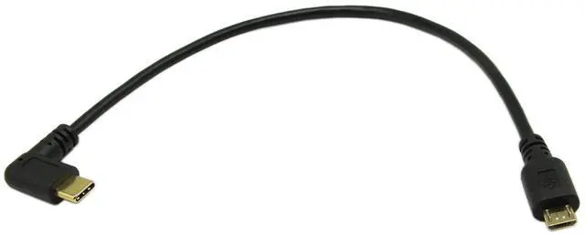 Alt view image 2 of 7 - Vszerda 10 Inchs Gold Plated USB 2.0 Micro Male to USB Type C Male Right Angle Sync and Charge Converter Adapter Cable Cord1Pack