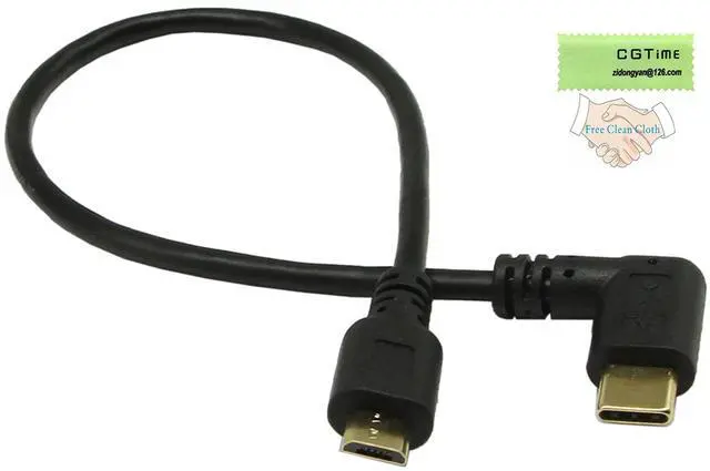 Alt view image 7 of 7 - Vszerda 10 Inchs Gold Plated USB 2.0 Micro Male to USB Type C Male Right Angle Sync and Charge Converter Adapter Cable Cord1Pack