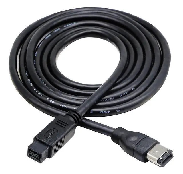 Alt view image 6 of 6 - Vszerda Firewire Premium Cable 800 IEEE 1394B 9 Pin to 9 Pin Male to Male 6 Ft Black (9 Pin to 6 Pin)