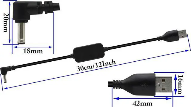 Alt view image 2 of 7 - Vszerda USB 2.0 Male to 90° 3.5 * 1.35mm Male Elbow Extension Cable,DC Barrel Jack 5v DC Power Cord,Suitable for Desk Lamps, mini Fans, routers and Other Small Electronic Devices.(0.3m/1Pack)