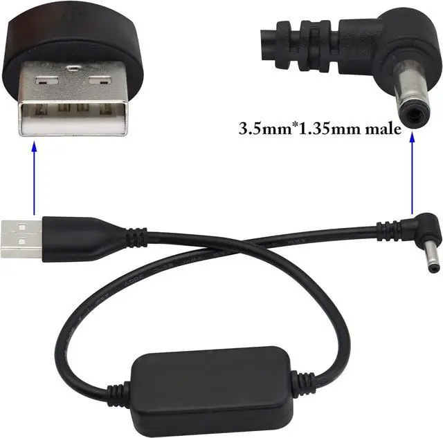 Alt view image 3 of 7 - Vszerda USB 2.0 Male to 90° 3.5 * 1.35mm Male Elbow Extension Cable,DC Barrel Jack 5v DC Power Cord,Suitable for Desk Lamps, mini Fans, routers and Other Small Electronic Devices.(0.3m/1Pack)