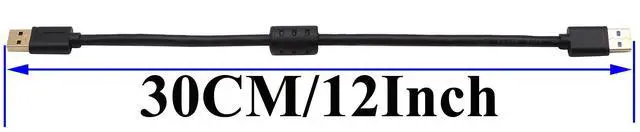 Alt view image 2 of 7 - Vszerda 3.0 A USB Extender Cable, USB 3.0 Type A Male to Male Magnetic Ring Data Transfer Extension Cable for USB Flash Drive, Card Reader, Hard Drive, Keyboard, Printer, Camera and More(0.3M/M)