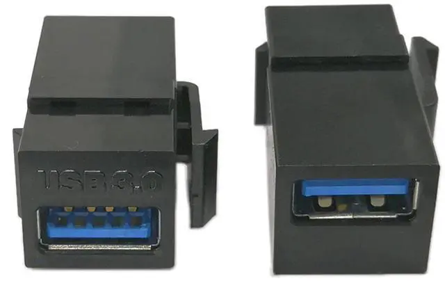Main image of Vszerda USB 3.0 Keystone Jack Inserts, (2-Pack) USB 3.0 Adapters Female to Female Connector for Wall Plate Outlet Panel(Black USB 3.0 A)