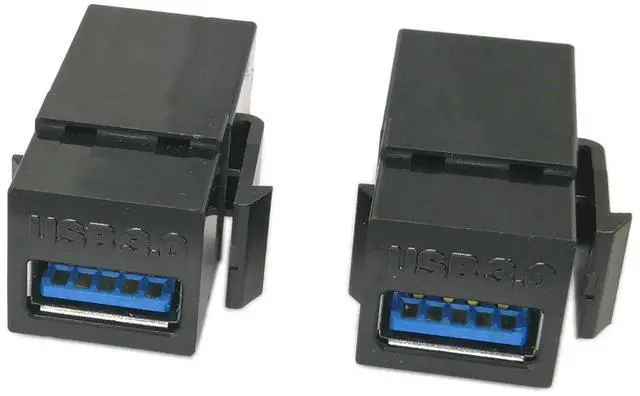 Alt view image 2 of 7 - Vszerda USB 3.0 Keystone Jack Inserts, (2-Pack) USB 3.0 Adapters Female to Female Connector for Wall Plate Outlet Panel(Black USB 3.0 A)