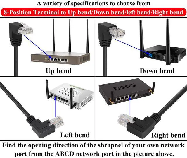 Alt view image 6 of 7 - Vszerda 90 Degree (Right Bend) RJ45 Male to 8PIN Terminal Block Solderless Cable DVR Ethernet Connector RJ45 Screw Terminal Adapter Cable Cat6 Cat5 Ethernet Cable Extender Adapter(2 Pack/30cm-Right)