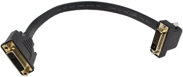 Alt view image 3 of 6 - Vszerda DVI Extension Cable, 1FT Flat Slim DVI-D Dual Link 24+1 Digital Video 90 Degree Angle Male to DVI Female Extension Cable