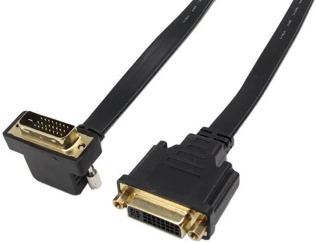 Alt view image 6 of 6 - Vszerda DVI Extension Cable, 1FT Flat Slim DVI-D Dual Link 24+1 Digital Video 90 Degree Angle Male to DVI Female Extension Cable