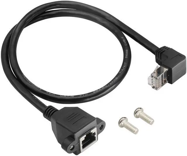 Main image of Vszerda 90 Degree CAT6 RJ45 Twisted Pair Network with Ear Extension Cable, RJ45 Male to Female Shielded Network Connector Compatible with Switches,Routers,PCs,Network Printers,etc.(Down/0.6M)