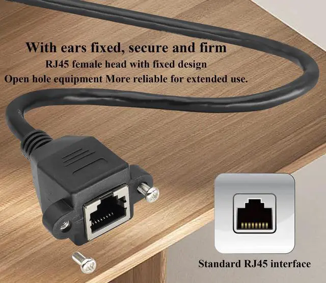 Alt view image 4 of 7 - Vszerda 90 Degree CAT6 RJ45 Twisted Pair Network with Ear Extension Cable, RJ45 Male to Female Shielded Network Connector Compatible with Switches,Routers,PCs,Network Printers,etc.(Down/0.6M)